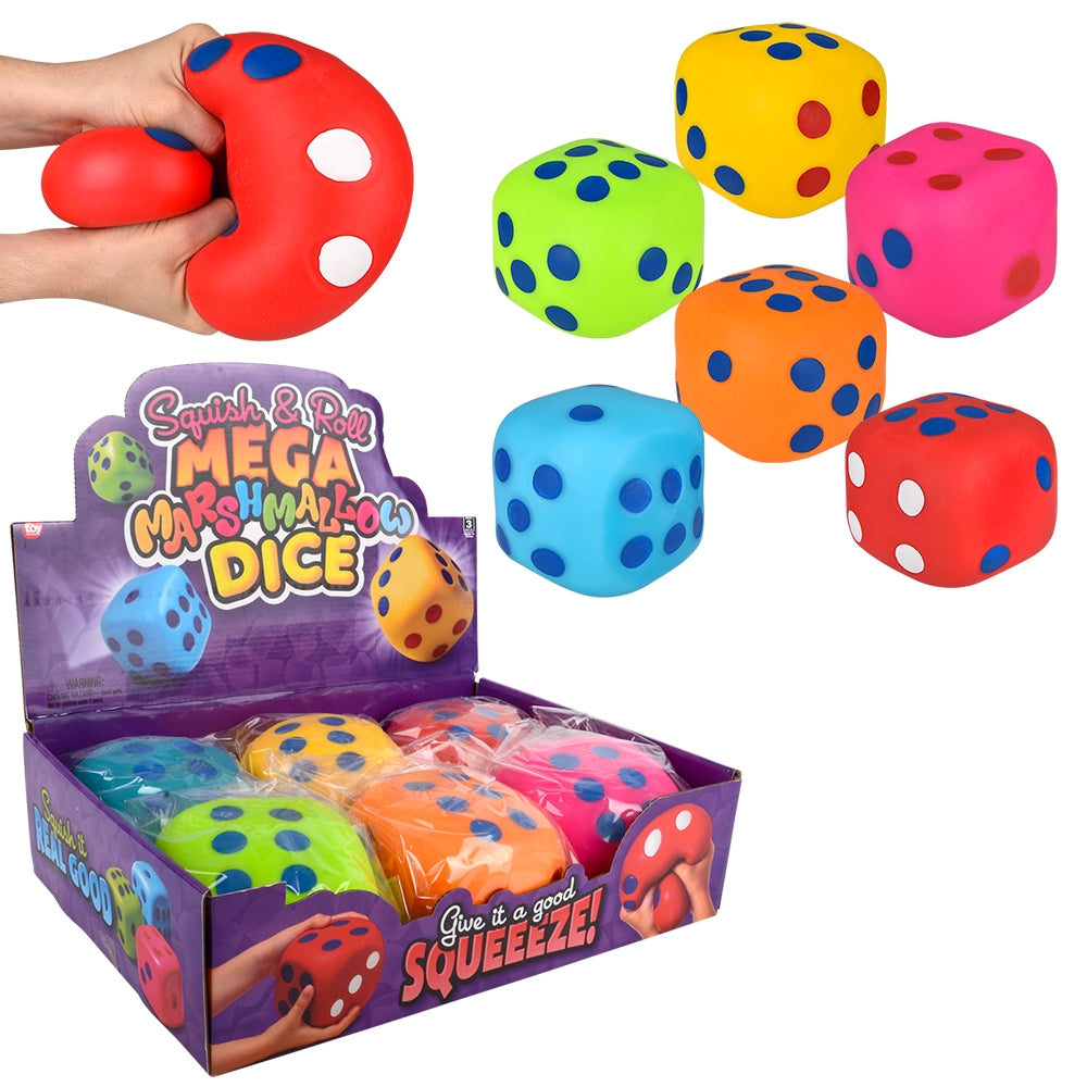 4.75" SQUISH AND ROLL MEGA MARSHMALLOW DICE