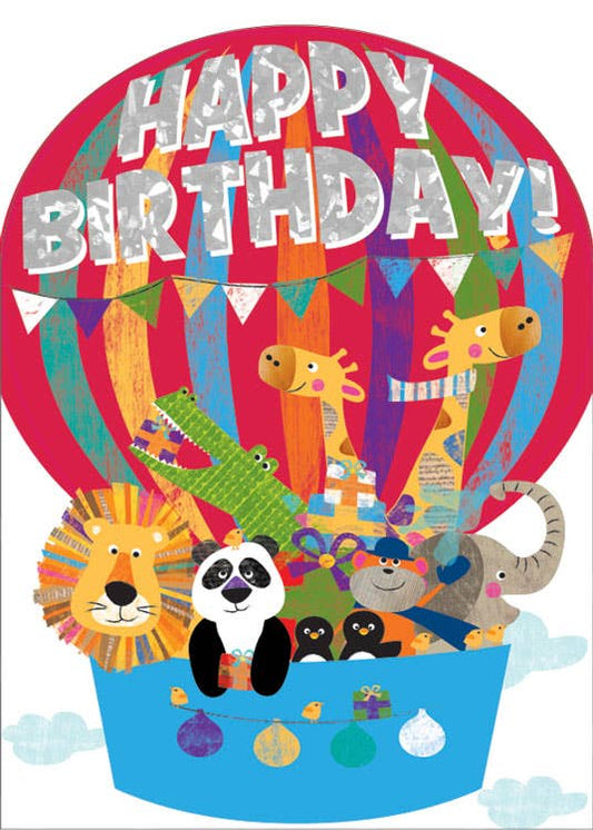 Birthday Hot Air Balloon Foil Card