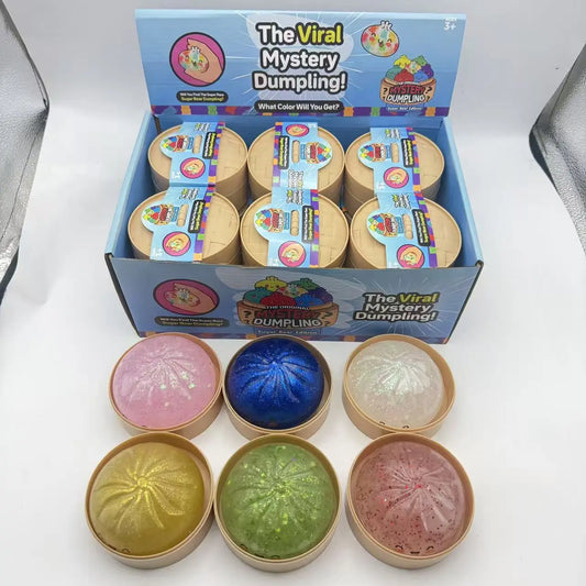 Glitter Dumpling Shape Squishy Stress Relief Toy with Steamer