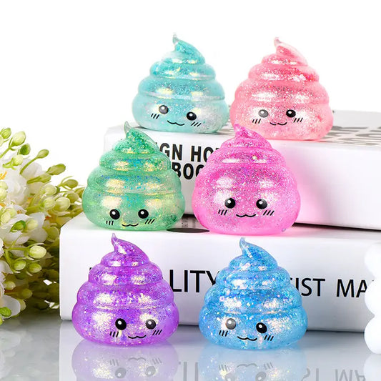 Maltose Glitter Smiley Poop Squeeze Toy_Assorted Colors