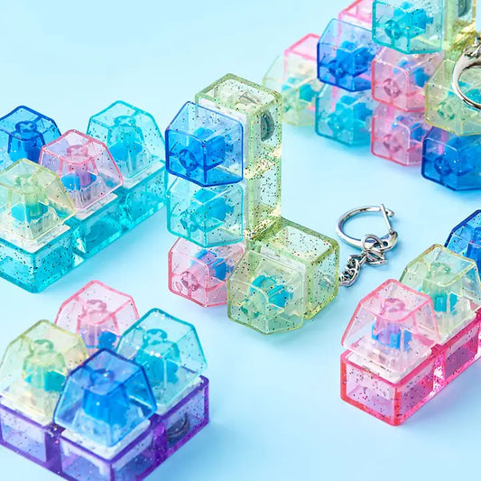 Pastel/Clear Led Tetris Clicker Keyboard Keycap Keychain