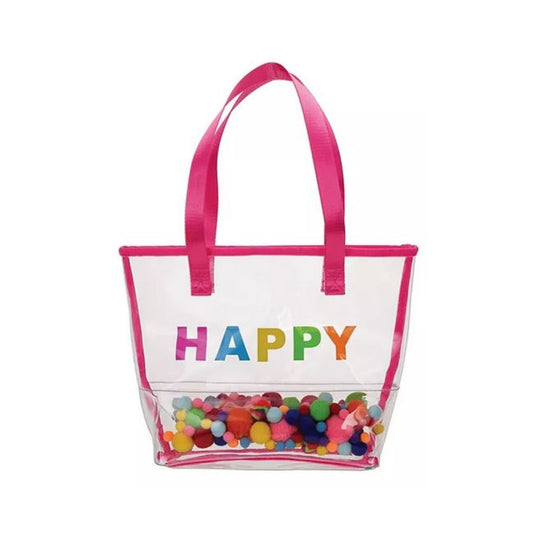 Happy Tote with Pom Poms
